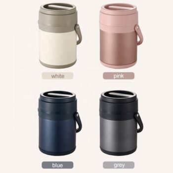 Portable Three-Layer Food Storage Container Lunch Box 304 Stainless Steel Thermal Food Jar With Spoon