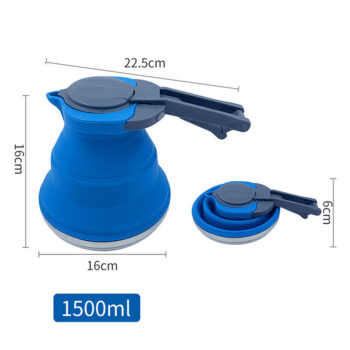 Folded Silicone Kettle 1500ml Portable Collapsible Travel Camping Heating Water Kettle