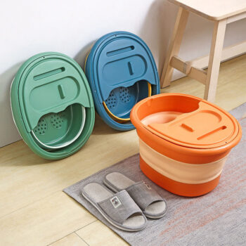 Folding foot bath with cover portable foot washing heat preservation adult massage soak foot bucket Creative home dormitory