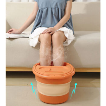 Folding foot bath with cover portable foot washing heat preservation adult massage soak foot bucket Creative home dormitory