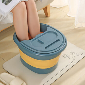 Folding foot bath with cover portable foot washing heat preservation adult massage soak foot bucket Creative home dormitory