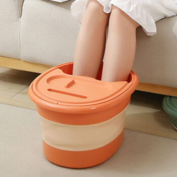 Folding foot bath with cover portable foot washing heat preservation adult massage soak foot bucket Creative home dormitory
