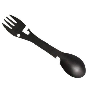 5-in-1 multi tool outdoor metal tableware cutlery spoon fork for camping with opener knife portable stainless steel 304 picnicware