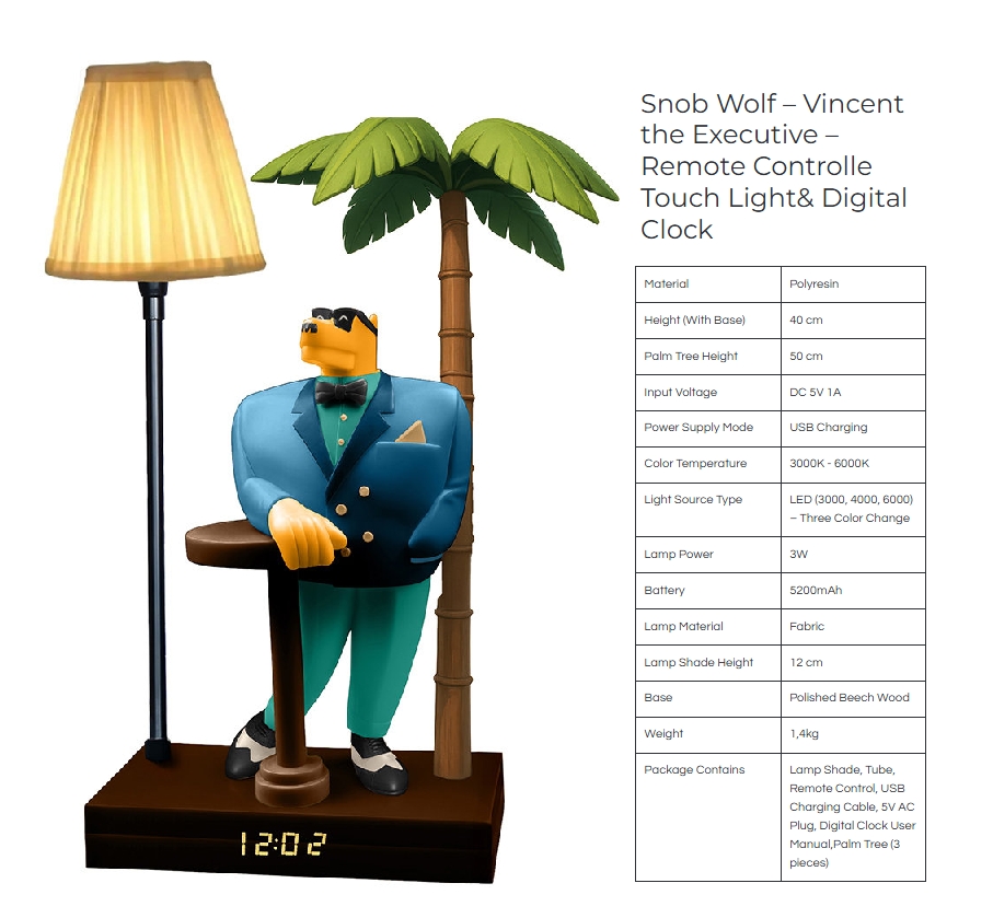 Snob Wolf-Remote Controled Touch Light & Digital Clock