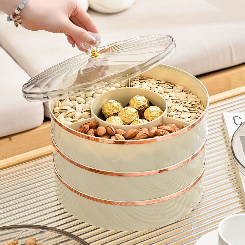 Light Luxury Household Plastic Fruit Nuts Candies Trays Multi-Layer Separation Thickening Design Dust-Proof Moisture-Proof Design