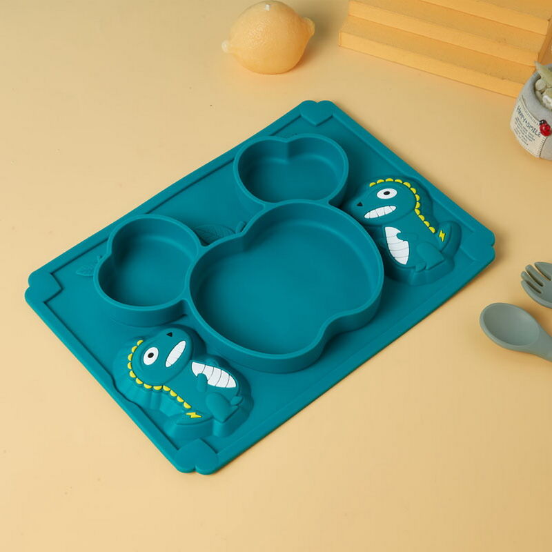New Rectangle Silicone Baby Suction Plate Children Training Tableware Baby Dining Feeding Plate
