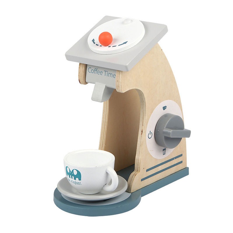 Children wooden make-believe kitchen coffee maker juicer microwave oven set wooden coffee machine