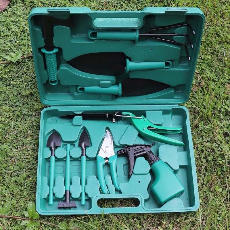 Garden Work Tools set 10-piece set Portable gardening tools case Shovel Rake Twig Shears Tools