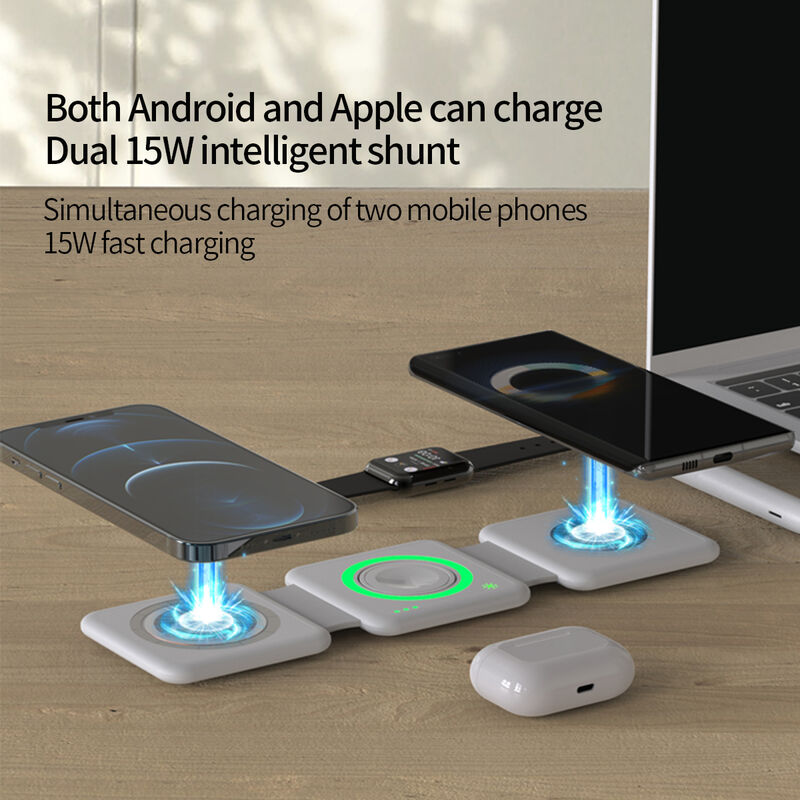 Wholasale OEM factory 3-in-1 magnet transparent wireless charger