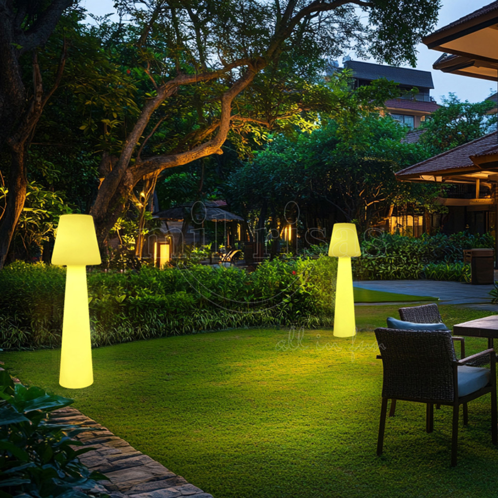 LED Outdoor Flared Shade Floor Lamp