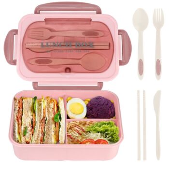 Kids Divided Bento Lunch Box for Kids 3 Compartment Lunch Containers Easy Open School Lunch Containers for Girls Boys