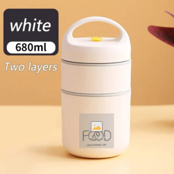 Porridge soup breakfast cup double layer food jar flask thermal insulated stainless steel lunch box for kids with spoon