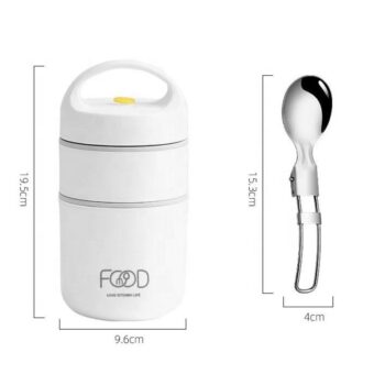 Porridge soup breakfast cup double layer food jar flask thermal insulated stainless steel lunch box for kids with spoon