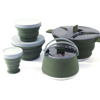 Folding Saucepan, Camp Cookware Hiking Silicone Folding Saucepan Water Kettle With Lid Collapsible Camping Cook Pot