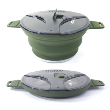 Folding Saucepan, Camp Cookware Hiking Silicone Folding Saucepan Water Kettle With Lid Collapsible Camping Cook Pot