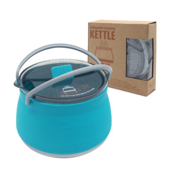Folding Saucepan, Camp Cookware Hiking Silicone Folding Saucepan Water Kettle With Lid Collapsible Camping Cook Pot