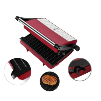1000W Manufacturer Electric Panini Press Sandwich Maker Steak Maker with Non-Stick Coated Plates for home