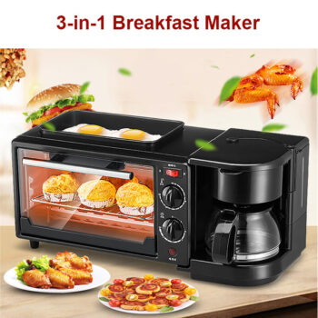 3 in 1 Household Electric Toast Oven Coffee Maker Frying Pan Sandwich Breakfast Makers Machine