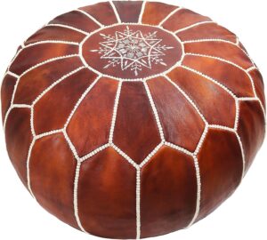 Moroccan handmade leather pouf