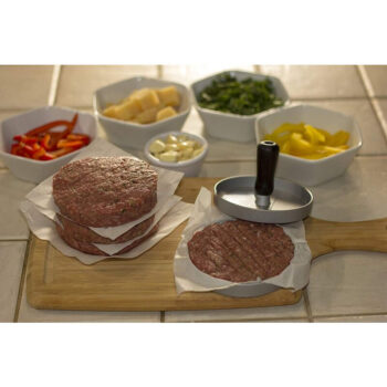 Hamburger Press Patty Maker, Food Grade Aluminum Burger Press with Wooden Handle, Non-Stick, Easy to Clean