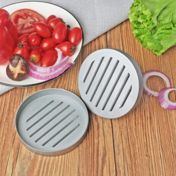 Hamburger Press Patty Maker, Food Grade Aluminum Burger Press with Wooden Handle, Non-Stick, Easy to Clean