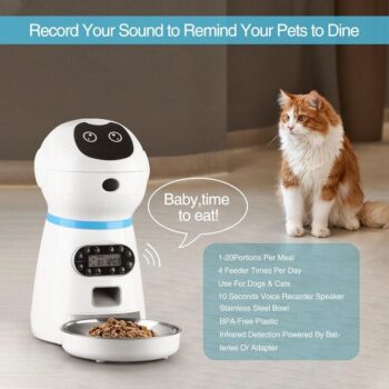 Innovative Product Durable Pet Bowls & Feeders Cat Dog Smart Food Dispenser Automatic Pet Feeder White