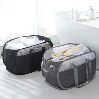 Laundry Basket collapsible Mesh Laundry Hamper– With Extended Shoulder Straps Sturdy Handles and Premium Cationic Fabric