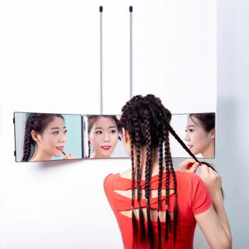 3 Way Led Hair Styling Tools Hairdresser Self Haircut Mirror Trifold Cosmetic Vanity Makeup Barber Espejo 360 Mirror With Lights