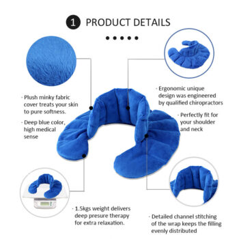 Microwave heat weighted heating pad flax seeds lavender clay beads hot cold therapy neck wrap