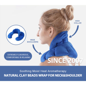Microwave heat weighted heating pad flax seeds lavender clay beads hot cold therapy neck wrap