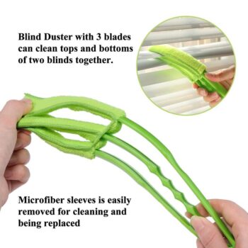 Window Blind Cleaner Duster Brush with 5 Microfiber Sleeves - Blind Cleaner Tools for Window Shutter
