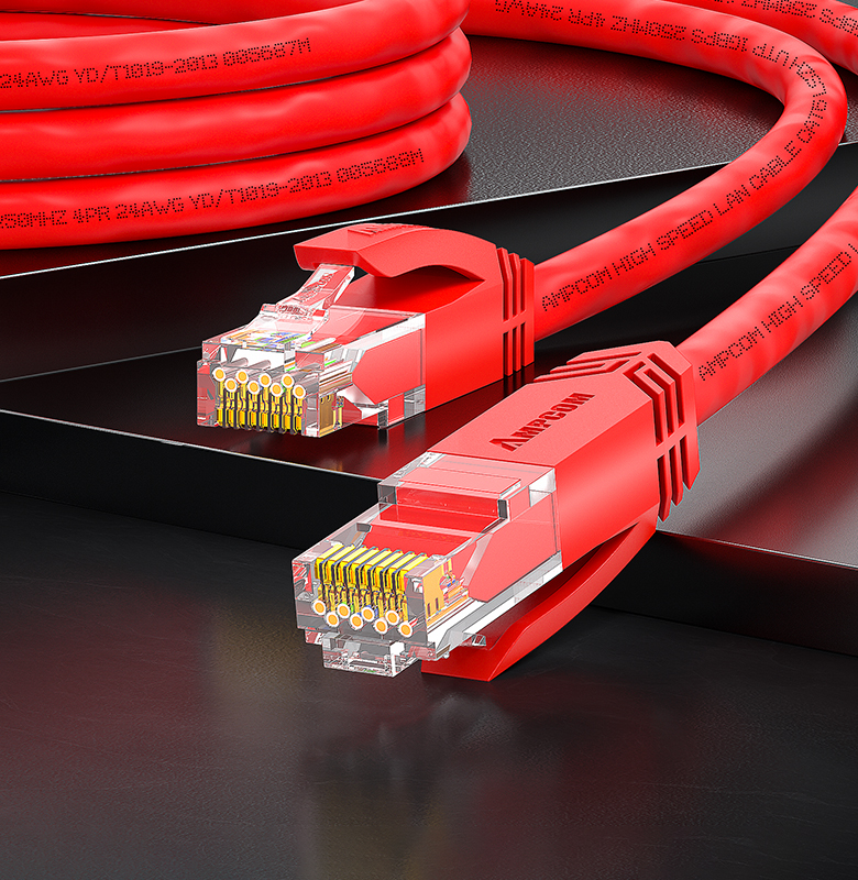 AMPCOM Copper Cable - CAT5/CAT6/CAT7/CAT8 Integrated RJ45 Connector Copper Cable Patch Cords | High speed Data Center Cabling