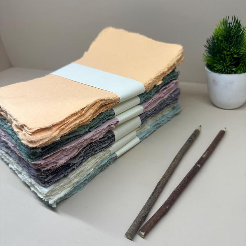 Handmade Deckle Edge Paper Cards: 100% Cotton Art Sheets