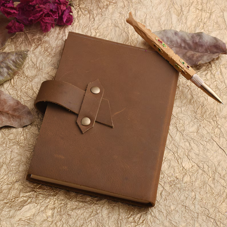 Personalized Leather Journal: Handmade Paper Notebook, Writing Planner