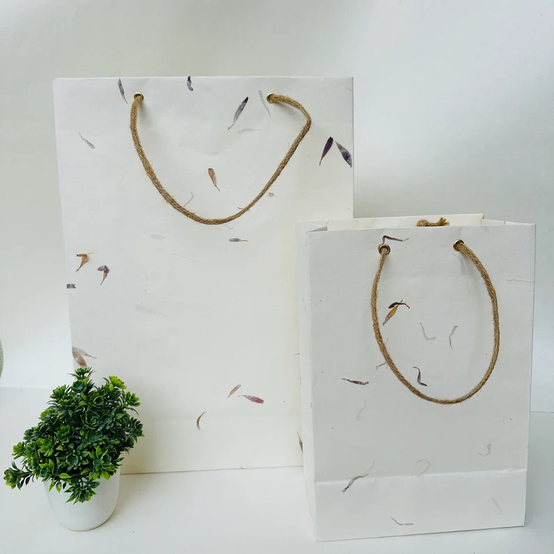 Aster Leaf Handmade Paper Bags, Christmas Gift Bags, Carry Bags, Gift Bags, Printed Paper Bags in 250 GSM paper