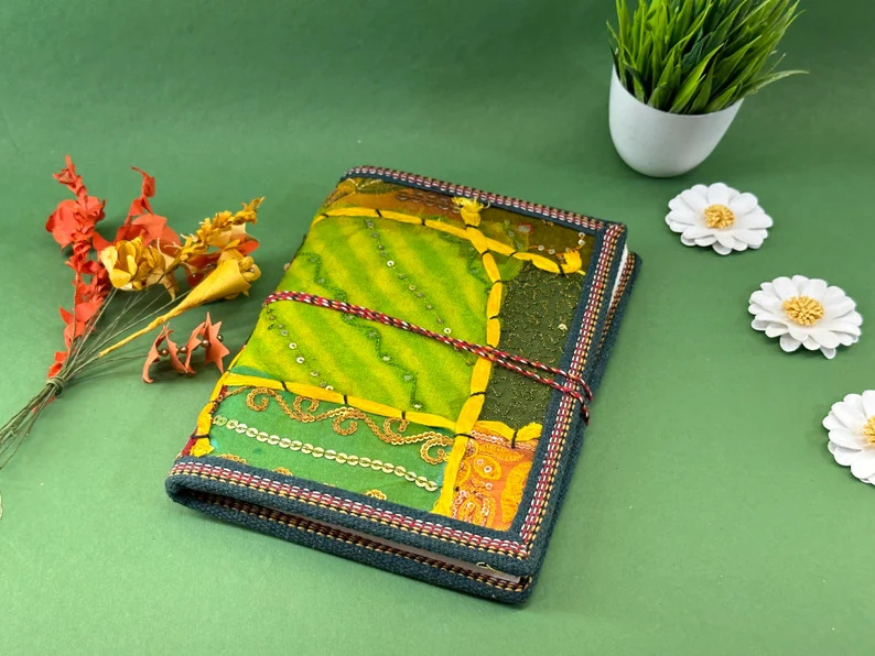 Handmade Sari Fabric Journal: Traditional Paper Notebook