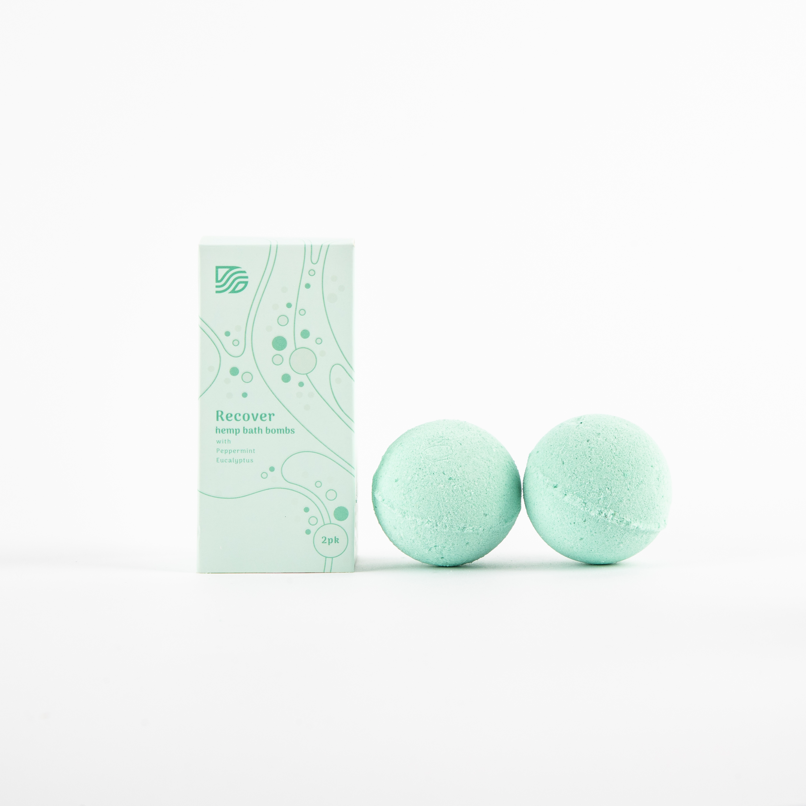 Recover 2 Pack CBD Bath Bombs with Peppermint 150mg Concentration per Bath Bomb