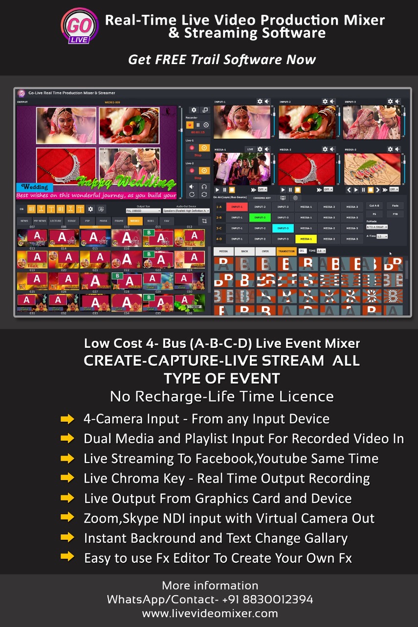 GoLive Real Time Live Video Mixing Broadcasting Software with Realistic Virtual Set