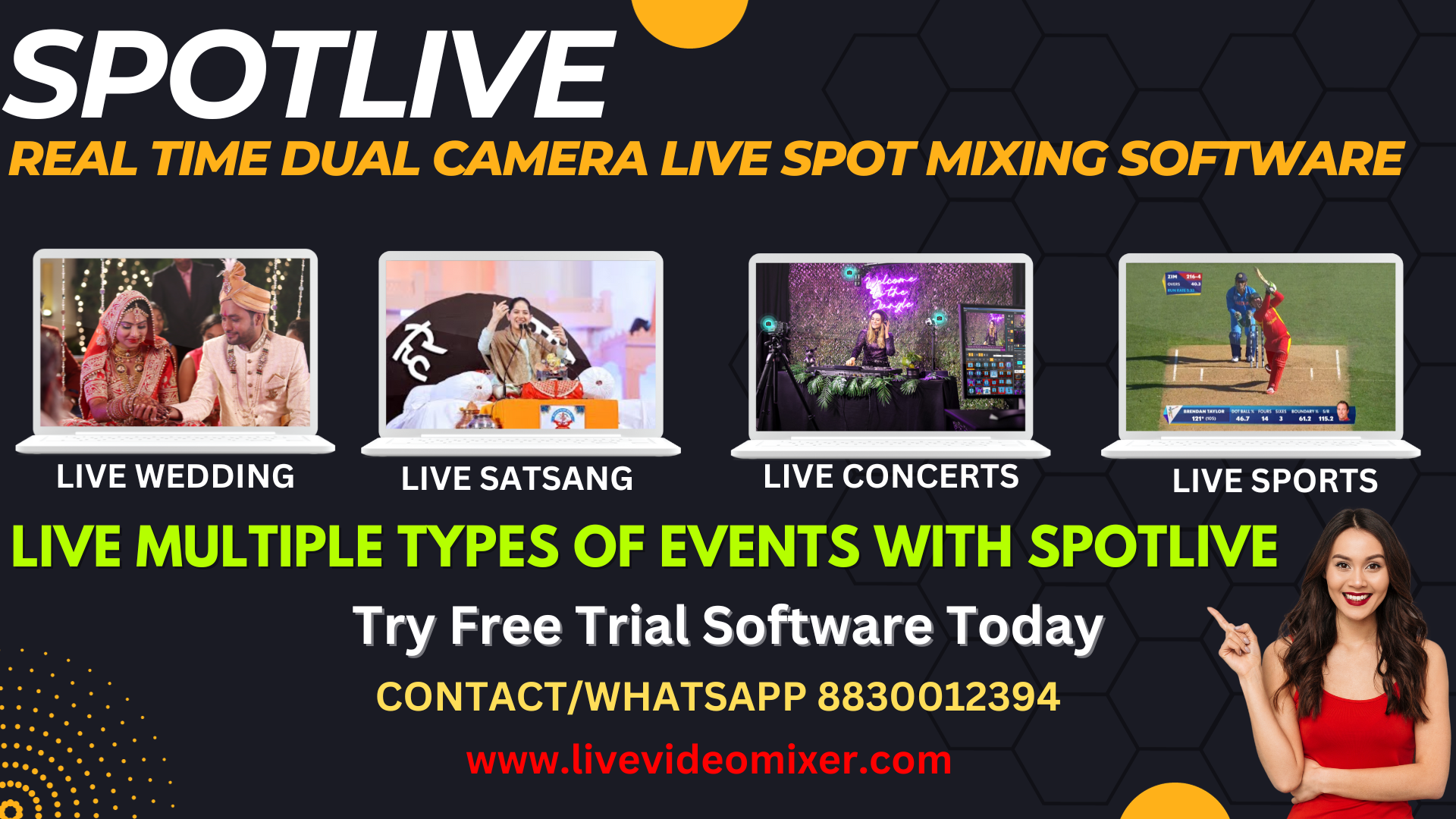 SpotLive Real Time Dual Camera Live Spot Mixing and Streaming Software For Live Event Mixing