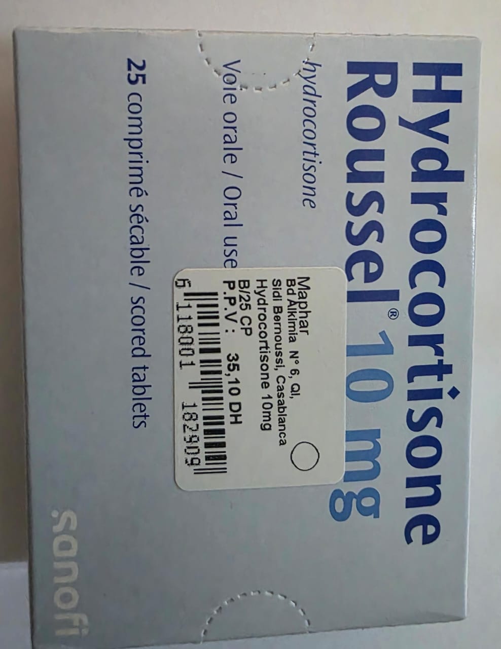 HYDROCORTISONE ROUSSEL 10MG