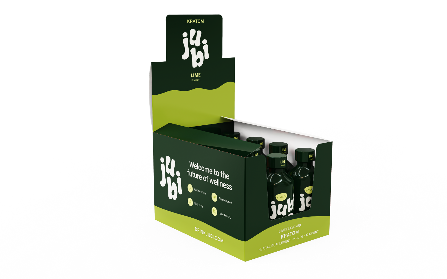 Focus and Energy Shots; 120mg Kratom, Lime