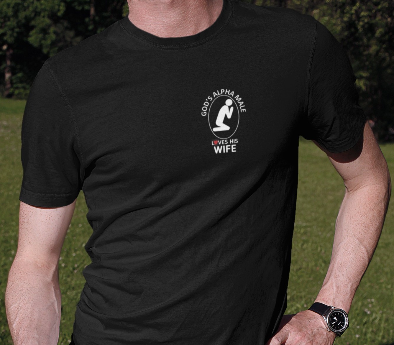 TSHIRT GOD'S ALPHA MALE LOVES HIS WIFE (L2)