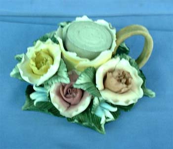 Ceramic Flower Candleholder: Creative High-End Handmade Ceramic Candle Stand Green Flower Design for Home Decor Elegant Candle Holders |  sales@Prosperity-Crafts.com or Tel/Whatsapp: +86-18965155752