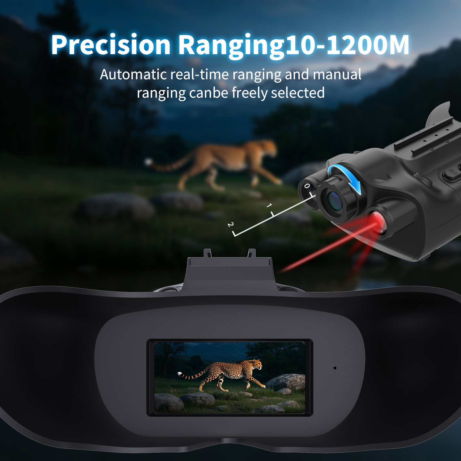 Precision Range Measurement Accuracy 10≤L≤100m ±1m Image Intensifier Night Vision Display Brightness Adjustment