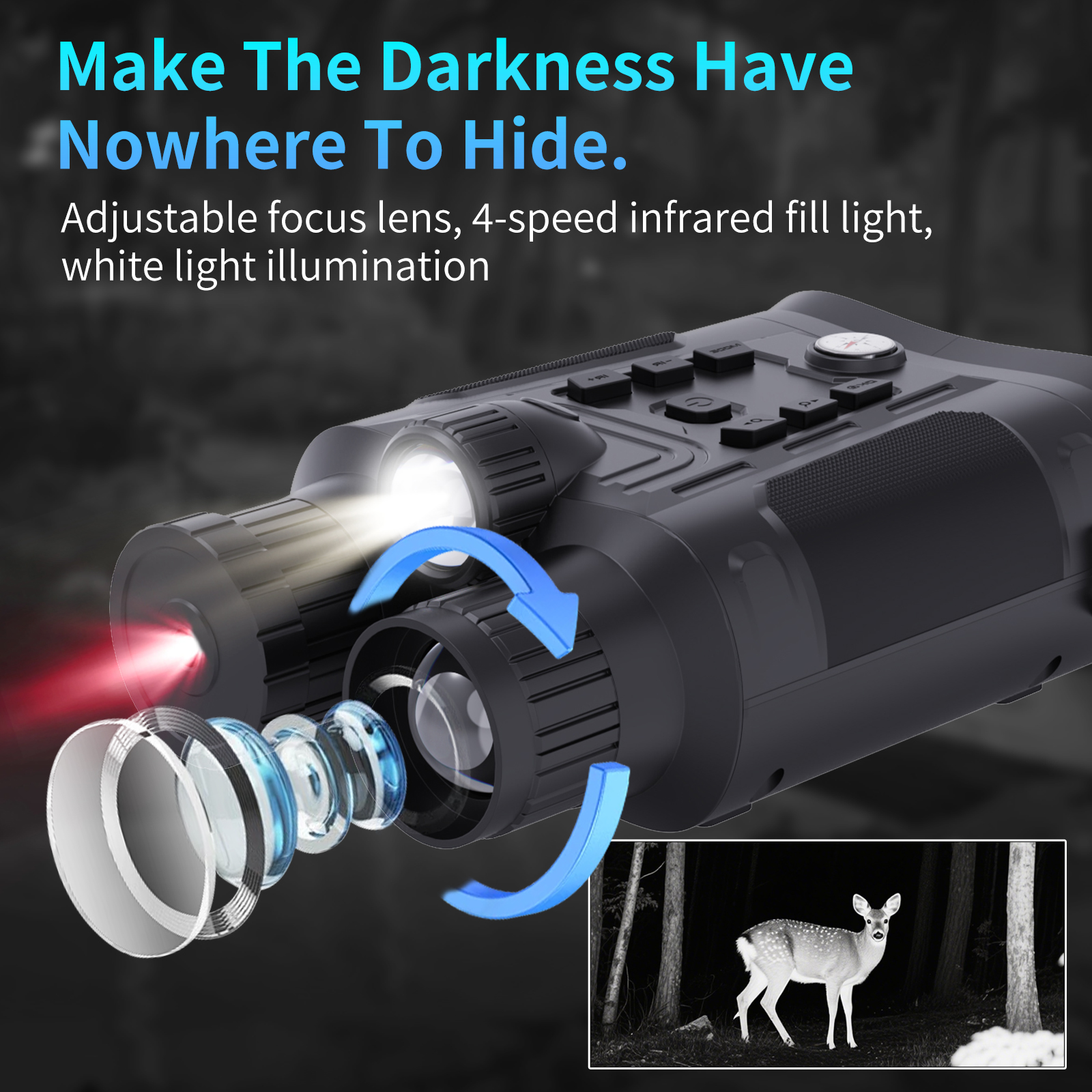 4K UHD Outdoor Night Vision Binoculars Mini90 Infrared 6000MAh with Tactical Lights for Hunting exploring