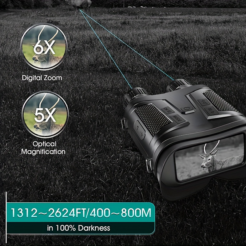 NV800S 4K UHD Binocular Telescope 42MM Objective Lens 12MP 5X Optical 10X Digital Zoom 800M Infrared Night Vision for Hunting