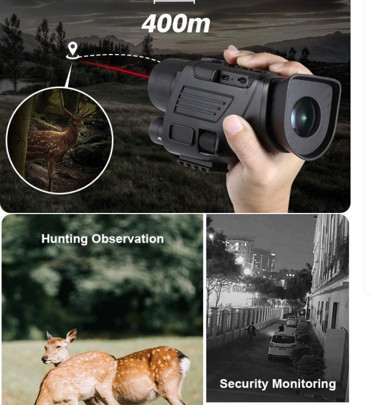 Full Color Vision Monocular Goggles Night Day 1920x1080 Video 30x Zoom 400m Range W/ 32GB Card For Hunting Camping Surveillance