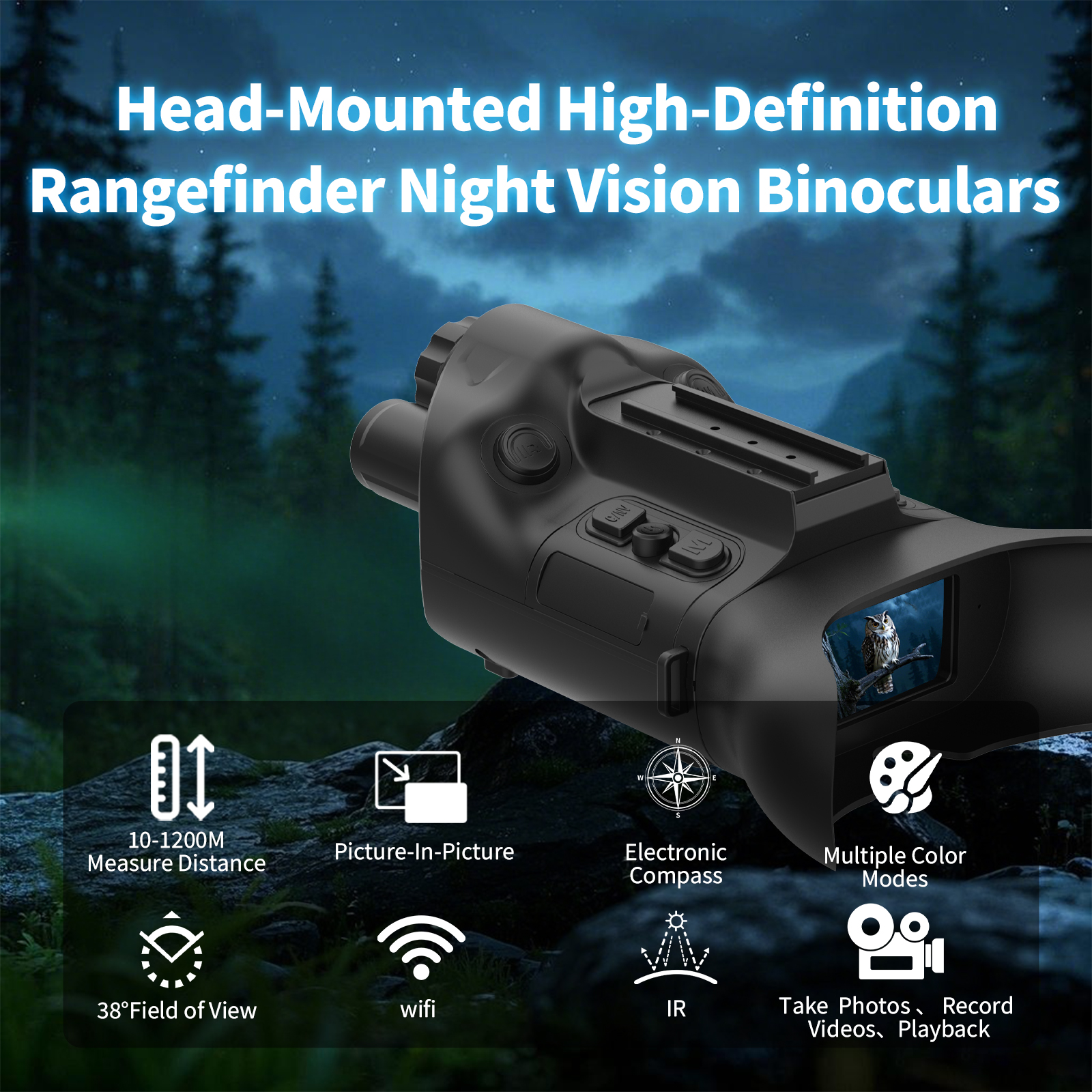 NVG08F Binoculars HD Telescope,Night Vision 5X Optical Zoom, 3