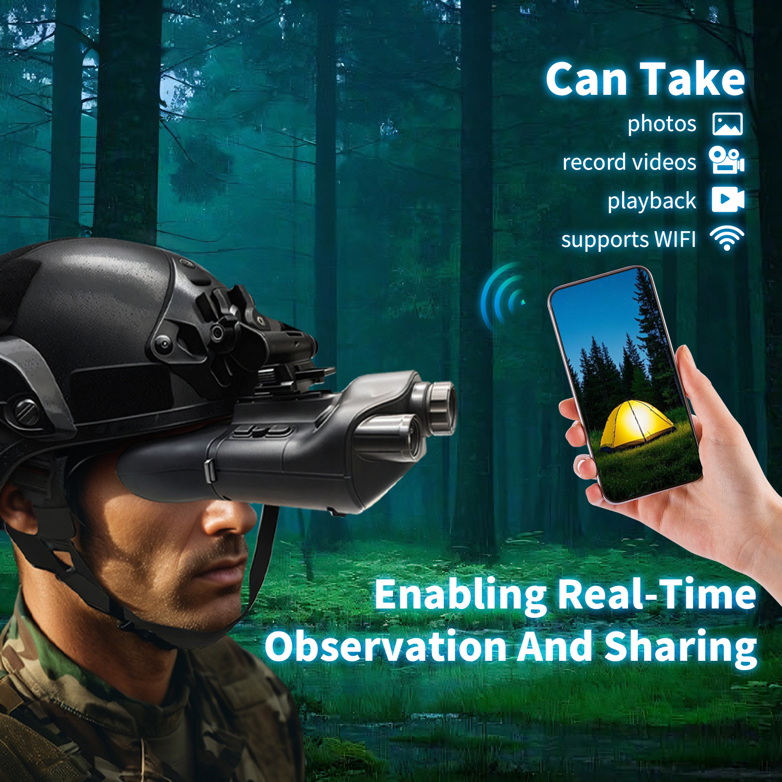 NVG08F Binoculars HD Telescope,Night Vision 5X Optical Zoom, 3