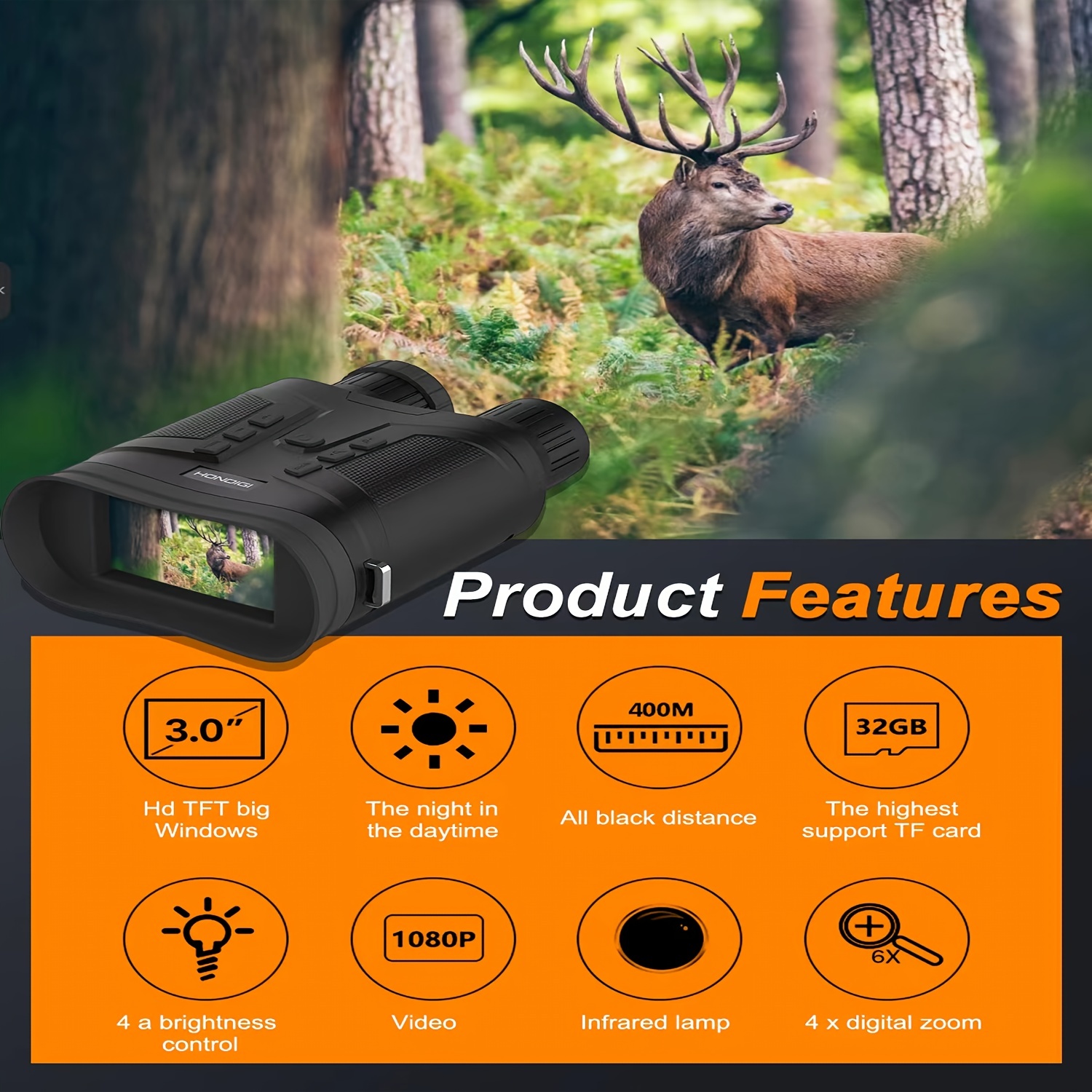 Small Mini80 night vision telescope built-in 6000mAh battery display 6X zoom digital Night Vision Binoculars for Hunting Camping